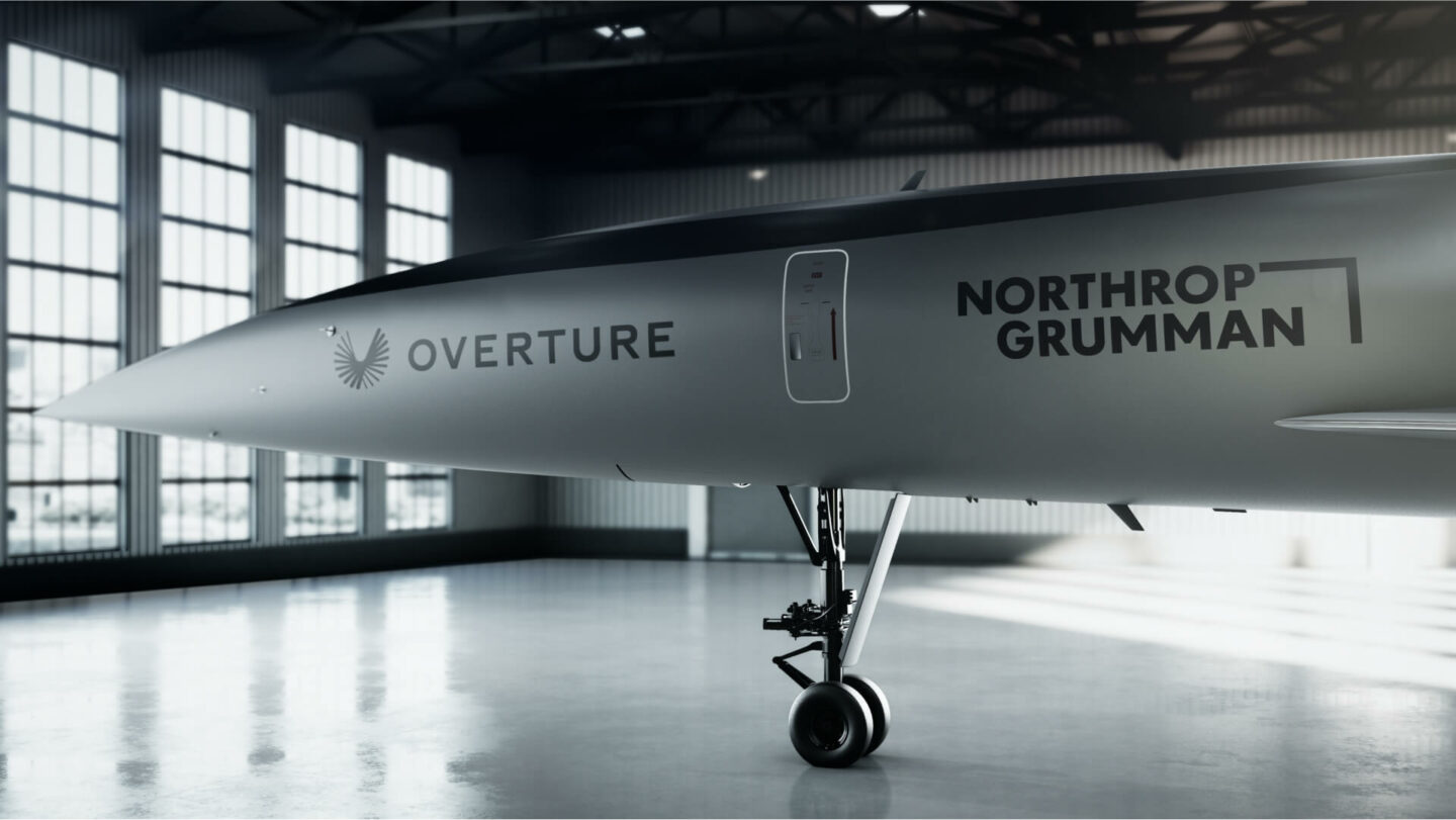 Boom’s collaboration with leading global aerospace and defense technology company Northrop Grumman shows Overture with a Northrop Grumman livery here. 