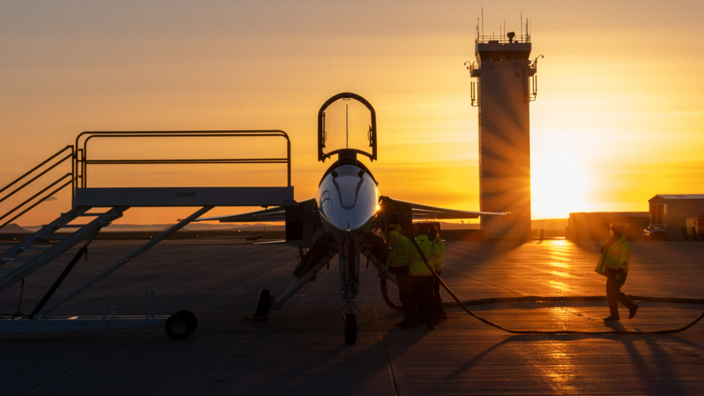 XB-1, Boom's supersonic demonstrator, refueling during testing in preparation for first flight.