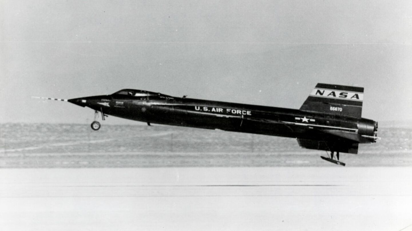 This image shows NASA's X-15, a rocket-powered aircraft.
