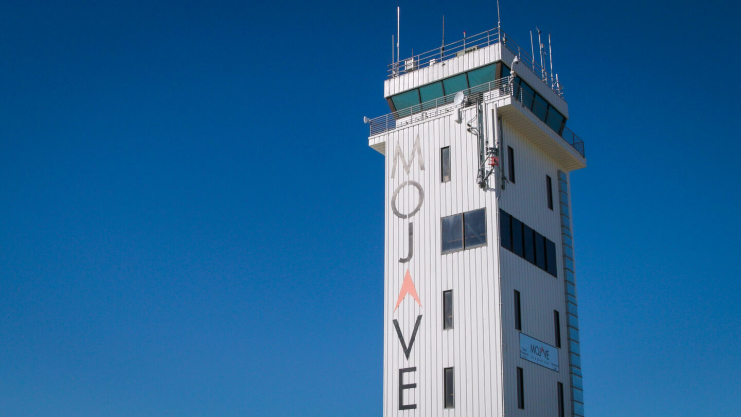 This is image shows the Mojave tower at the Mojave Air & Space Port.
